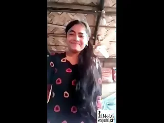 Desi village Indian Girlfreind showing bosom with get under one's addition of pussy for boyfriend