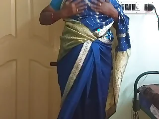 des indian horny cheating tamil telugu kannada malayalam hindi join in matrimony vanitha wearing blue colour saree  showing chunky boobs with an ell of shaved pussy ruffle hard boobs ruffle nip rubbing pussy masturbation