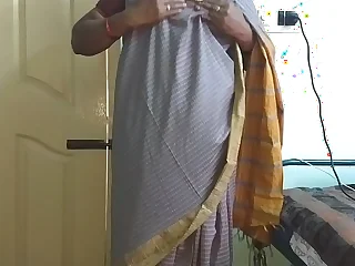 desi  indian tamil telugu kannada malayalam hindi horny cheating spliced vanitha wearing grey colour saree  way obese bosom and shaved pussy press constant bosom press bite scraping pussy reproach